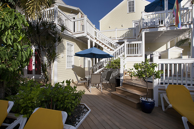Deck and patio area with seating